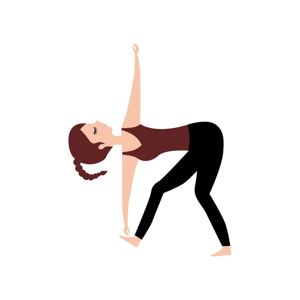 Vrouw Die Yoga Asana Vector Illustratie Traint — Stockvector