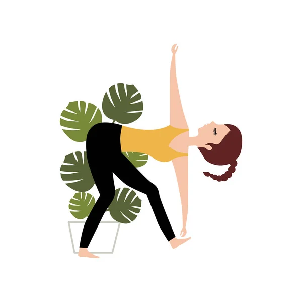 Yoga Yapan Kadın Asana Vektör Llüstrasyonu — Stok Vektör