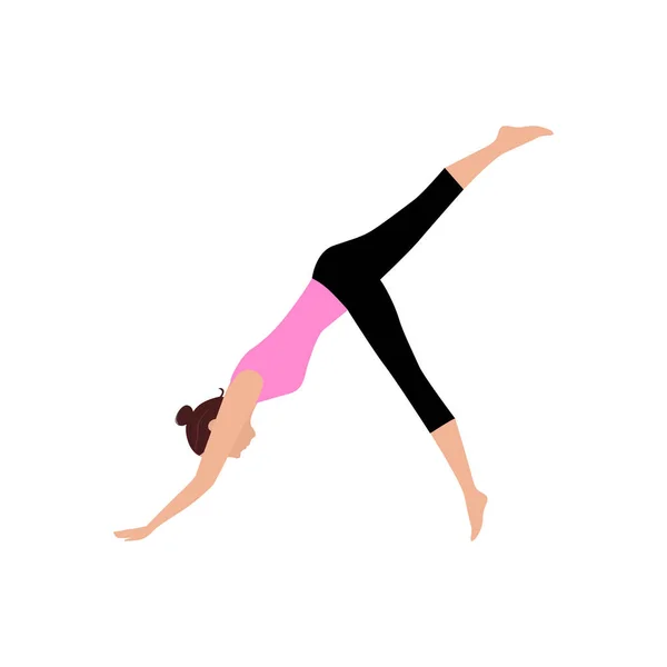 Femeia Epocă Care Face Yoga Asana Vector Illustration Izolată Alb — Vector de stoc