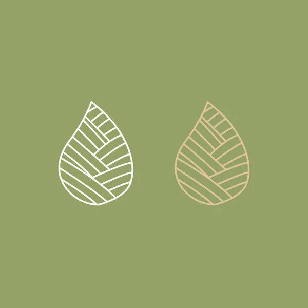 Gemusterte Grüne Blätter Zeichen Symbol Logo Isoliert Auf Grün — Stockvektor