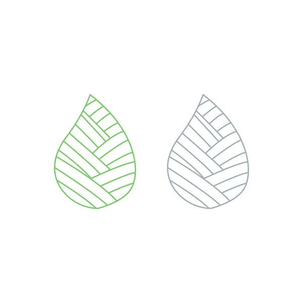 Шаблон Зеленый Лист Серый Лист Знак Символ Логотип Изолирован Белый — стоковый вектор