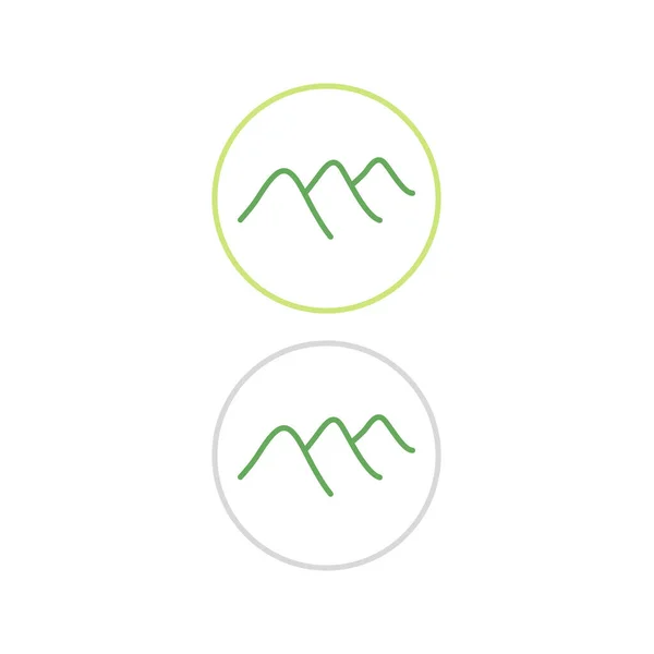 Montagne Verdi Cerchio Segno Simbolo Logo Isolato Bianco — Vettoriale Stock