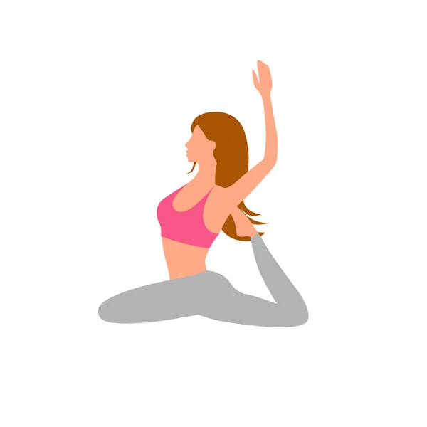 Mujer Retro Haciendo Yoga Asana Vector Illustration Aislado Blanco — Vector de stock