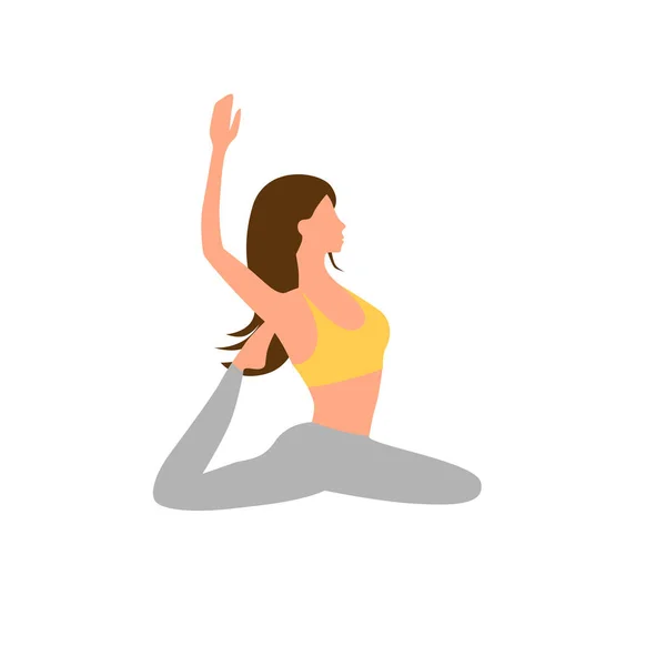 Retro Mulher Fazendo Yoga Asana Vector Ilustração Isolado Branco — Vetor de Stock