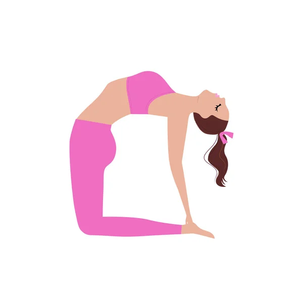 Donna Che Yoga Asana Vettoriale Illustrazione Isolata Bianco — Vettoriale Stock