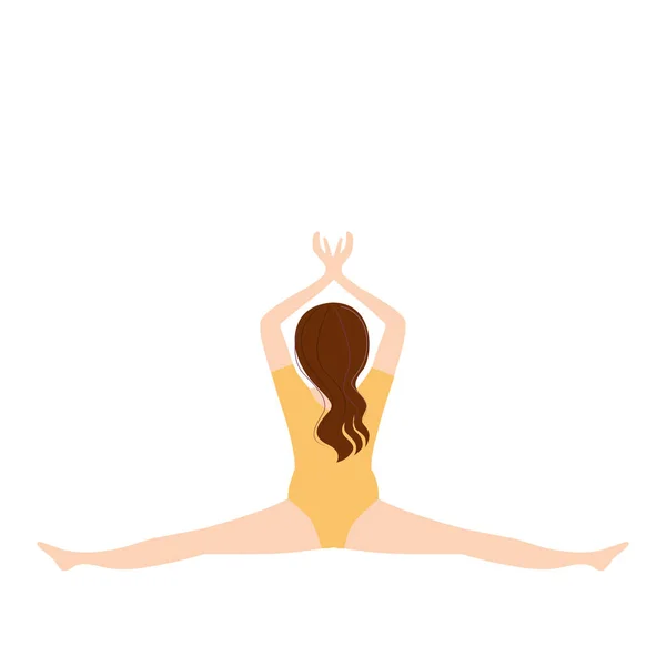 Woman Making Yoga Asana Διάνυσμα Εικονογράφηση Απομονωμένη Λευκό — Διανυσματικό Αρχείο