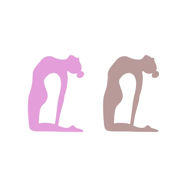 Exercício Yoga Mulher Silhueta Conjunto Isolado Branco — Vetor de Stock