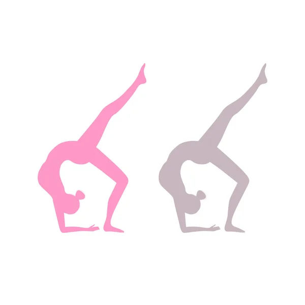Perempuan Membuat Yoga Asana Warna Varian Pink Grey - Stok Vektor