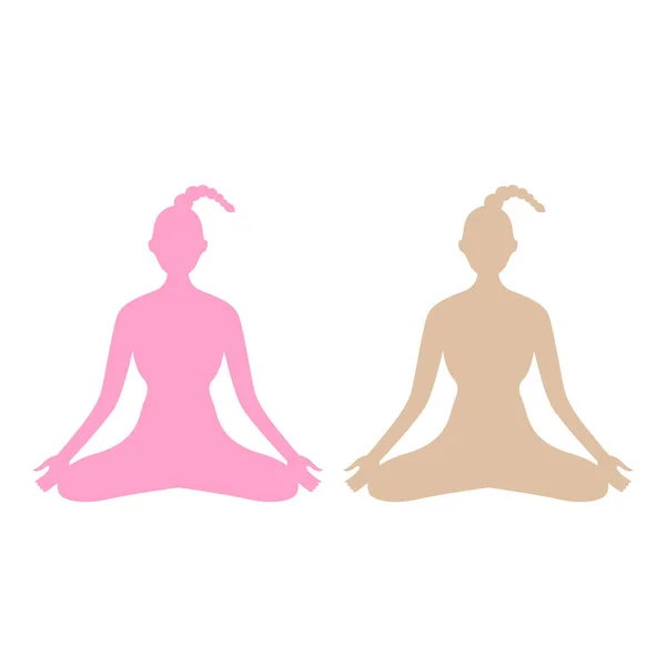 Yoga Yapan Kadın Asana Vektör Llüstrasyonu — Stok Vektör
