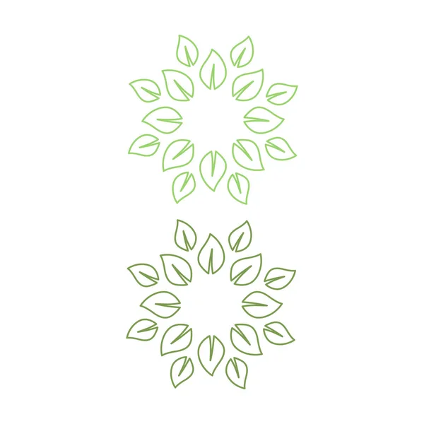 Folhas Verdes Círculo Bio Eco Produto Cru Sinal Símbolo Logotipo — Vetor de Stock