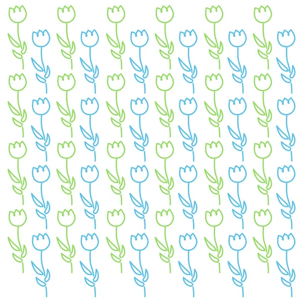 Tulipanes Azul Patrón Verde Textura Fondo — Archivo Imágenes Vectoriales