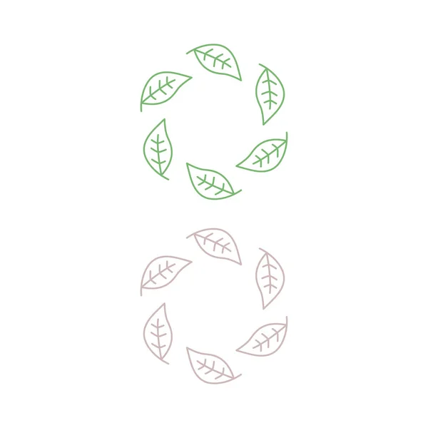 Groene Bladeren Cirkel Natuurlijke Bio Shop Sign Symbool Logo — Stockvector