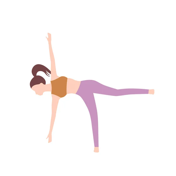 Wanita Membuat Yoga Asana Vector Illustration Sederhana Untuk Proyek Anda - Stok Vektor