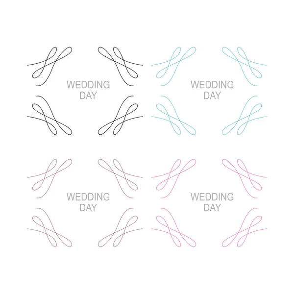 婚礼日奢华装饰标志设置与白色隔离 — 图库矢量图片