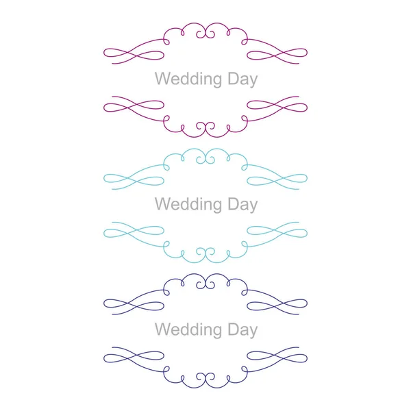 Wedding Day Luxury Etichette Ornamentali Set Isolato Bianco — Vettoriale Stock