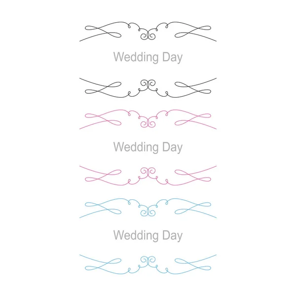 Wedding Day Luxury Etichette Ornamentali Set Isolato Bianco — Vettoriale Stock