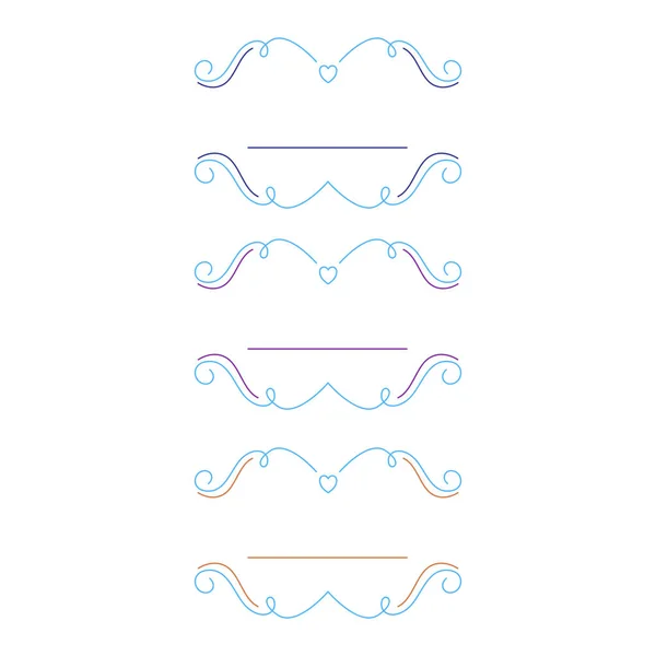 Lyx Swirl Bröllop Ornament Collection Isolerad Vit — Stock vektor