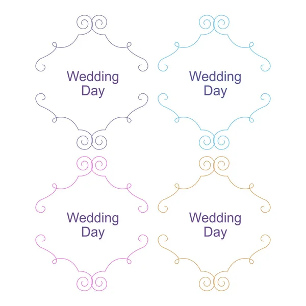 Romantika Elegantní Svatební Den Štítky Izolované Bílé — Stockový vektor