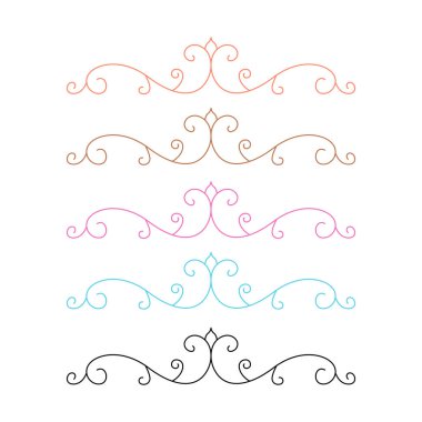 Lüks düğün dekoratif tasarım elementleri beyaza izole edildi