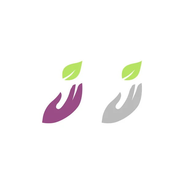 Исцеляющая Рука Натуральным Логотипом Натурального Зеленого Листа — стоковый вектор