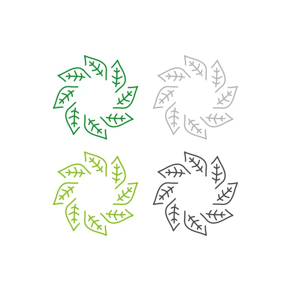Daun Alami Lingkaran Tanda Simbol Logo Terisolasi Putih - Stok Vektor