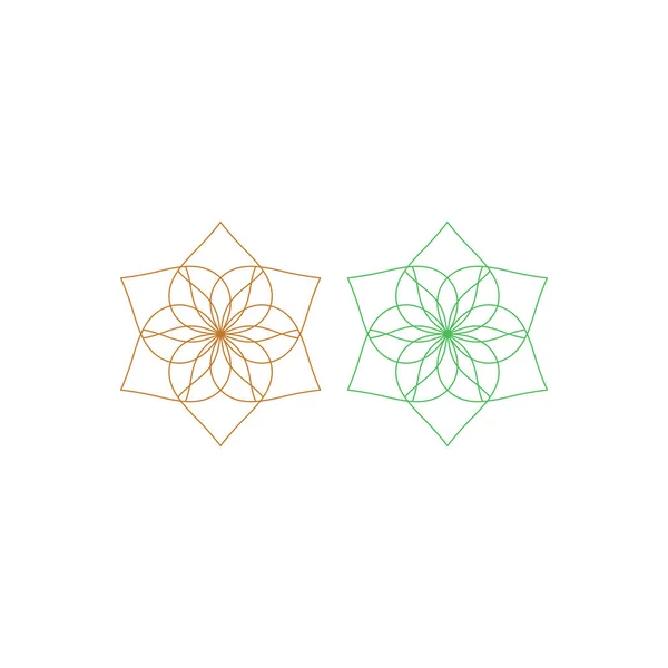 バイオショップのための自然なブラウン緑の花のロゴ — ストックベクタ