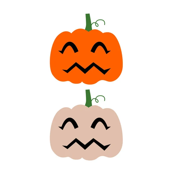 Cute Halloween Emotional Pumpkin Heads Set — Image vectorielle