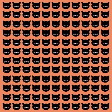 Cadılar Bayramı Korkutucu Kediler Kafaları Retro Desen Doku Arkaplanı