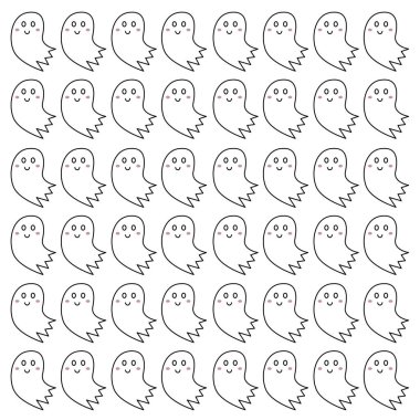 Şirin Cadılar Bayramı Hayaletleri Desen Doku Vektörü