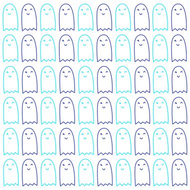 Şirin Cadılar Bayramı Hayaletleri Desen Doku Vektörü