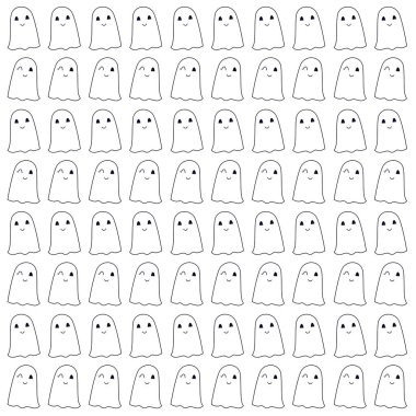 Şirin Cadılar Bayramı Hayaletleri Desen Doku Vektörü