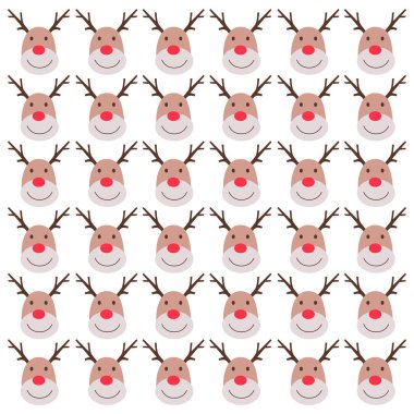 Kırmızı Burunlu Noel Ren Geyiği Yaratıcı Desen