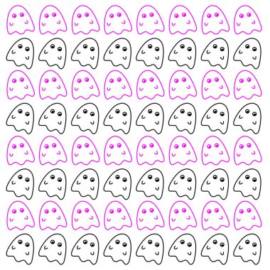 Şirin Korkunç Cadılar Bayramı Hayaletleri Desen Doku Vektörü