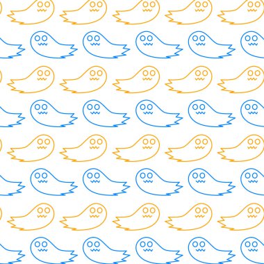 Şirin Korkunç Cadılar Bayramı Hayaletleri Desen Doku Vektörü