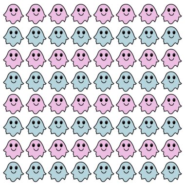 Şirin Korkunç Cadılar Bayramı Hayaletleri Desen Doku Vektörü