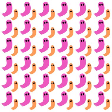 Şirin Korkunç Cadılar Bayramı Hayaletleri Desen Doku Vektörü