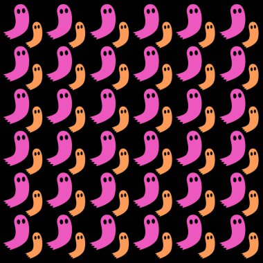 Şirin Korkunç Cadılar Bayramı Hayaletleri Desen Doku Vektörü