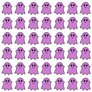 Şirin Korkunç Cadılar Bayramı Hayaletleri Desen Doku Vektörü