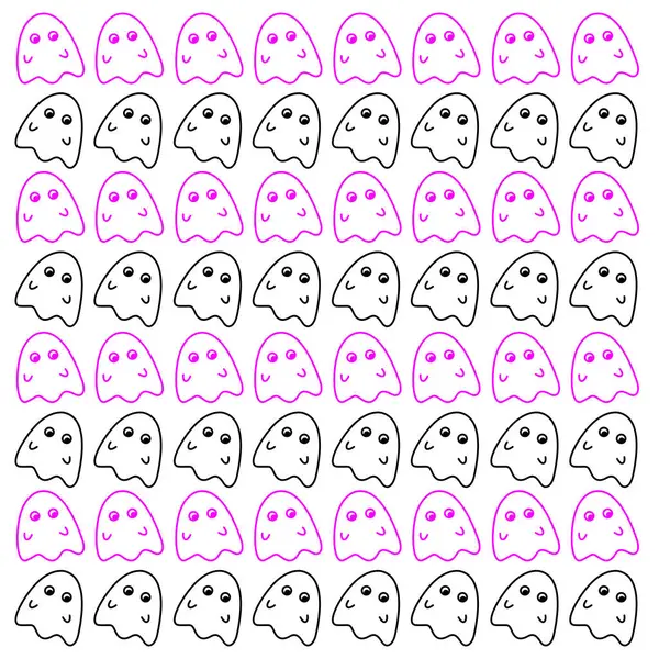 Şirin Korkunç Cadılar Bayramı Hayaletleri Desen Doku Vektörü