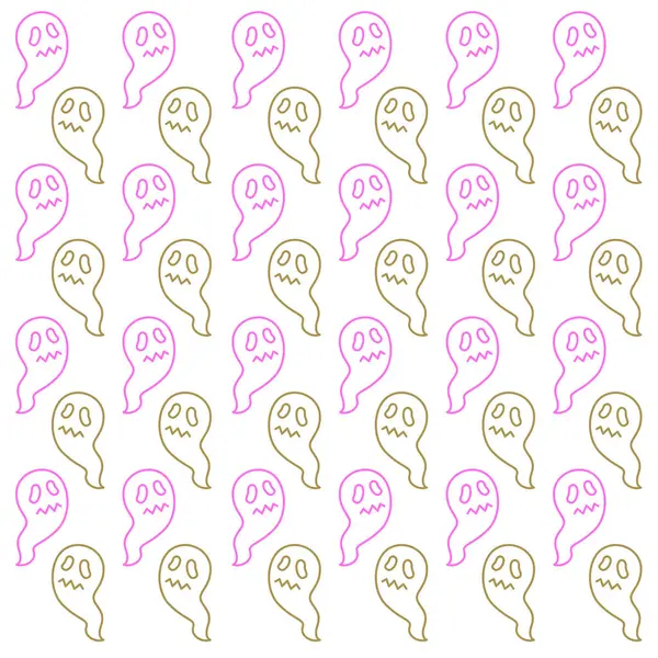 Şirin Korkunç Cadılar Bayramı Hayaletleri Desen Doku Vektörü