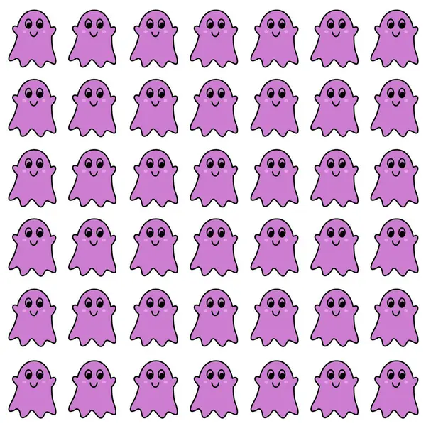 Şirin Korkunç Cadılar Bayramı Hayaletleri Desen Doku Vektörü