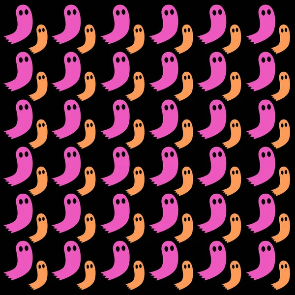 Şirin Korkunç Cadılar Bayramı Hayaletleri Desen Doku Vektörü