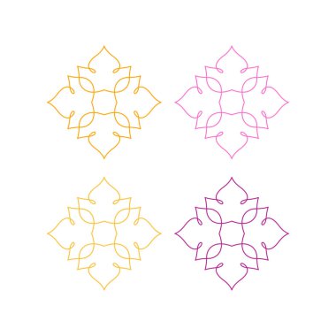 KOLORFUL MANDALA Sanat İşareti Sembol Logosu VECTOR beyaza izole edildi