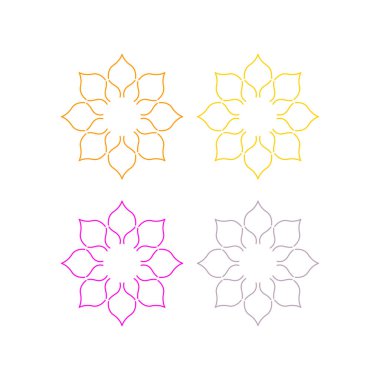 KOLORFUL MANDALA Sanat İşareti Sembol Logosu VECTOR beyaza izole edildi