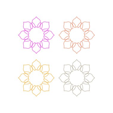 KOLORFUL MANDALA Sanat İşareti Sembol Logosu VECTOR beyaza izole edildi