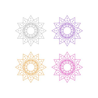 KOLORFUL MANDALA Sanat İşareti Sembol Logosu VECTOR beyaza izole edildi