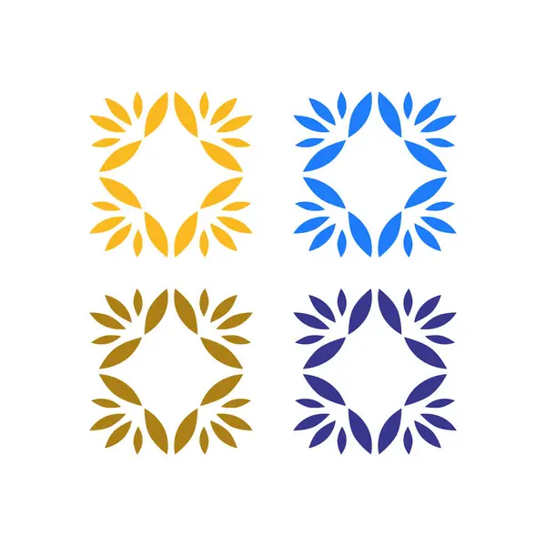 Colorful Mandala Art Sign Symbol Logo Vector Isolated White 免版税图库矢量图片