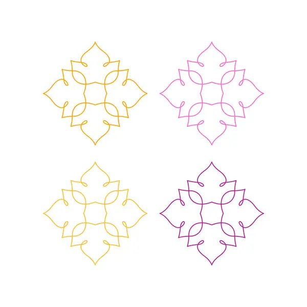 Colorful Mandala Art Sign Simbol Logo Vettore Isolato Bianco Vettoriale Stock