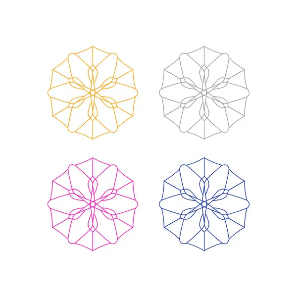 Colorful Mandala Art Sign Symbol Logo Vector Isoliert Auf Weiß lizenzfreie Stockvektoren
