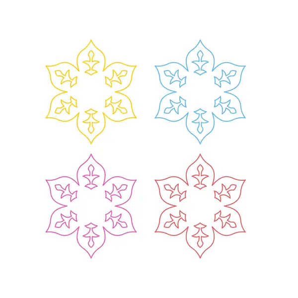 Colorful Mandala Art Sign Simbol Logo Vector Disolasi Putih Stok Ilustrasi 